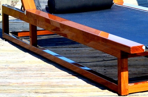 Maya Teak Sling Chaise Lounger - Picture L